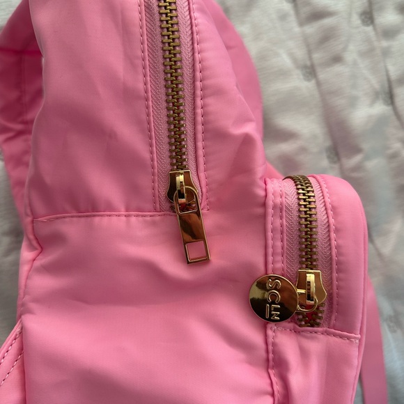 Stoney Clover Lane Mini Backpack Bubblegum Pink w/Yellow Smiley Face Patch EUC main image 4